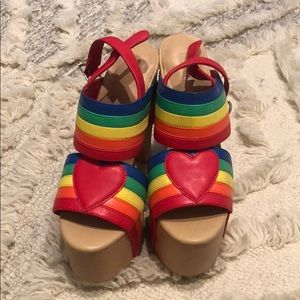 Rainbow heart kawaii platform heels